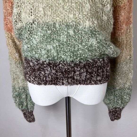 VTG Rainbow Sweater Tuareg Striped 70’s Puff Sleeve‎ Neck Retro Vintage Size S? - Picture 3 of 10